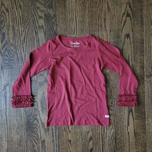 NEW RuffleButts Girls Size 6 Cranberry Long Sleeve Ruffle Top